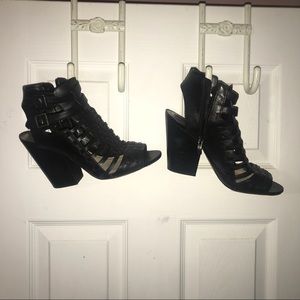 Open-Toed High-heeled Woven Sandals